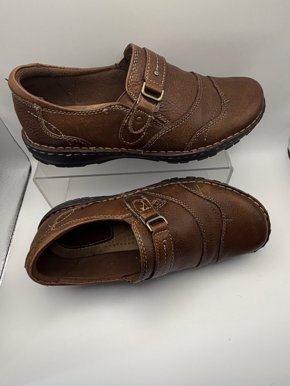 Earth Origins Erika Brown Leather Slip-on Loafers